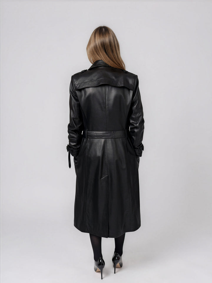 Long Black Leather Trench Coat MATRIX | Cyberpunk Style | Made in EU