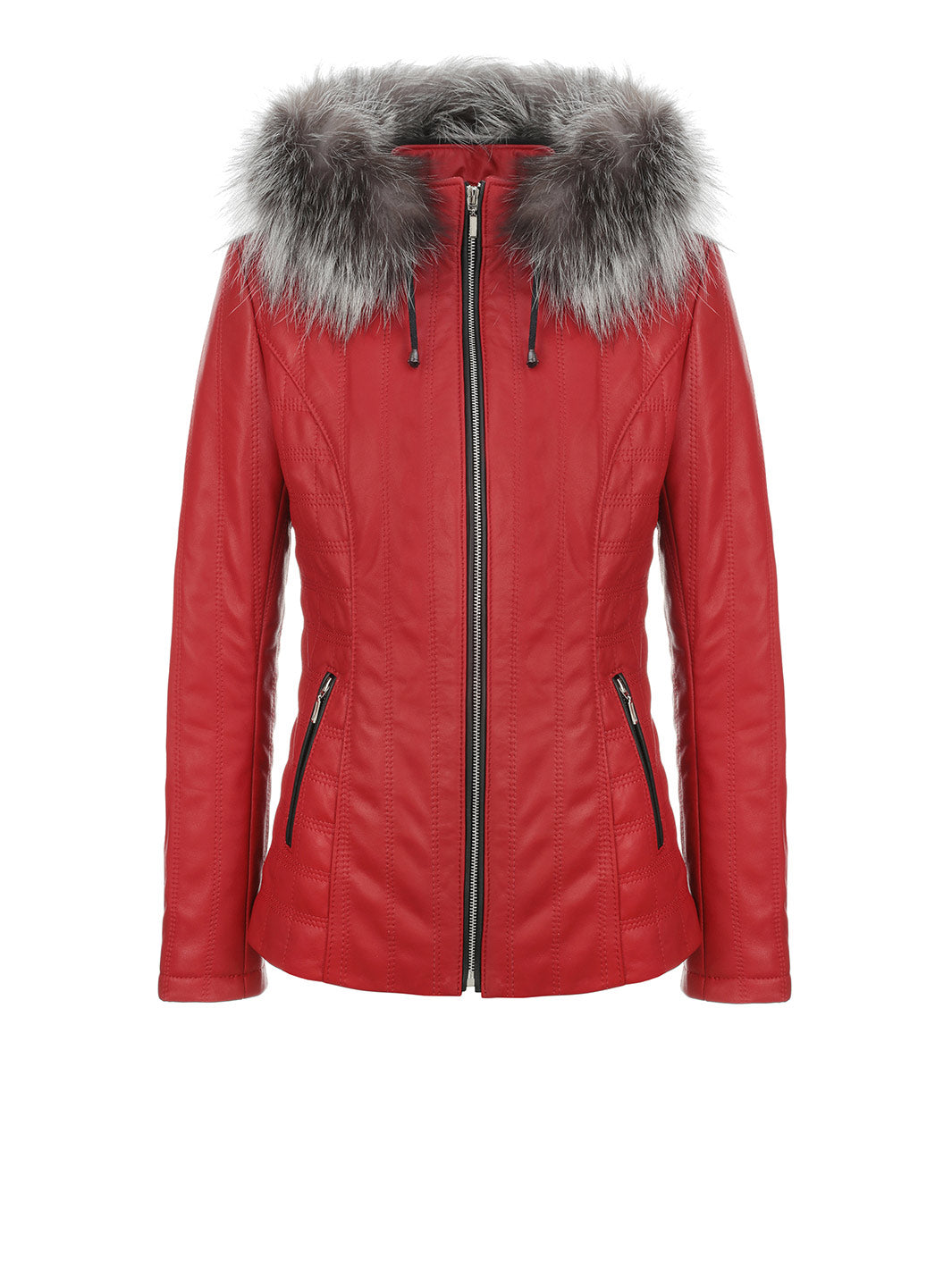 DIXIE Women's Winter Leather Jacket with Detachable Hood