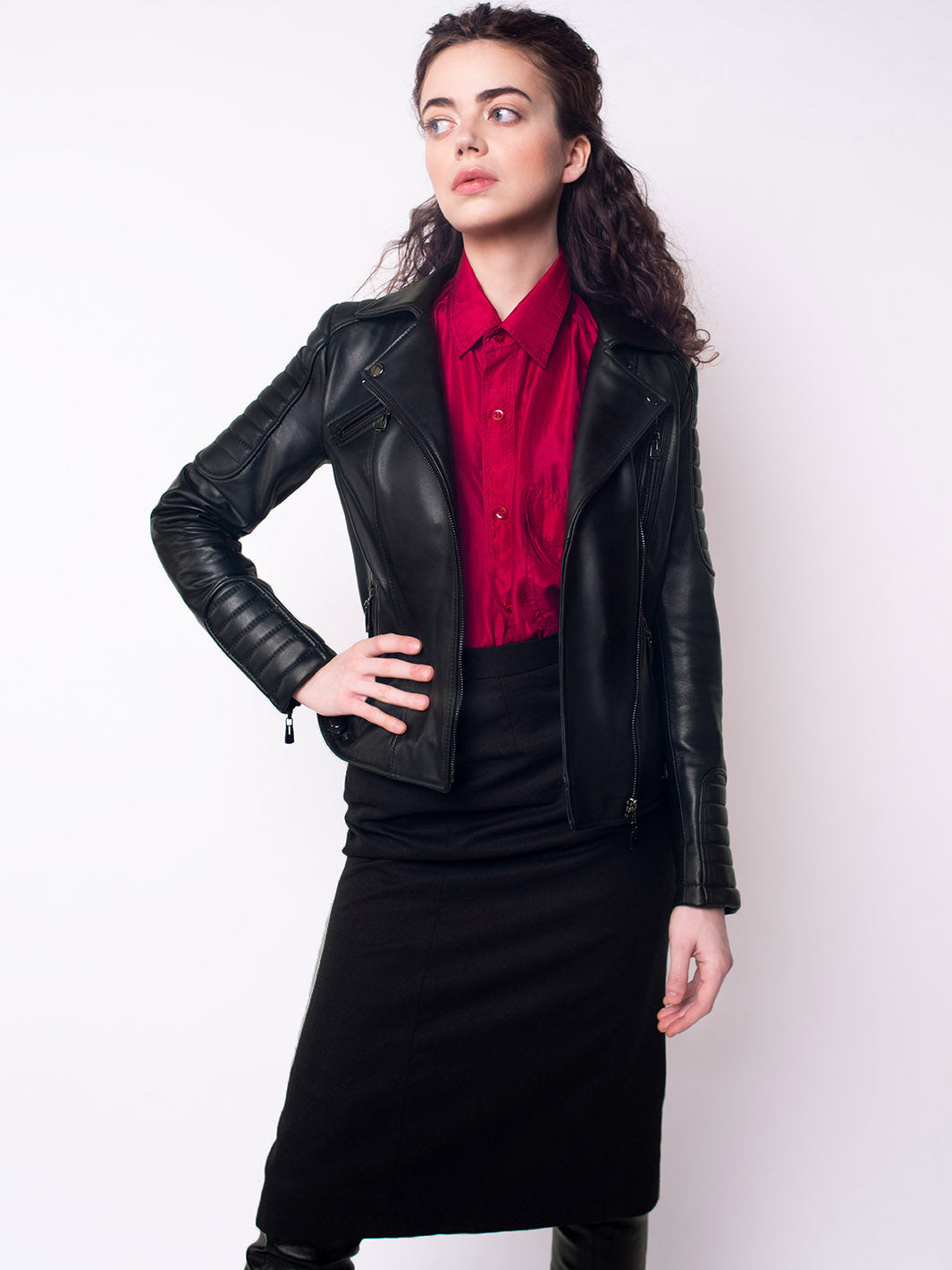 Quilted leather biker jacket GRETA