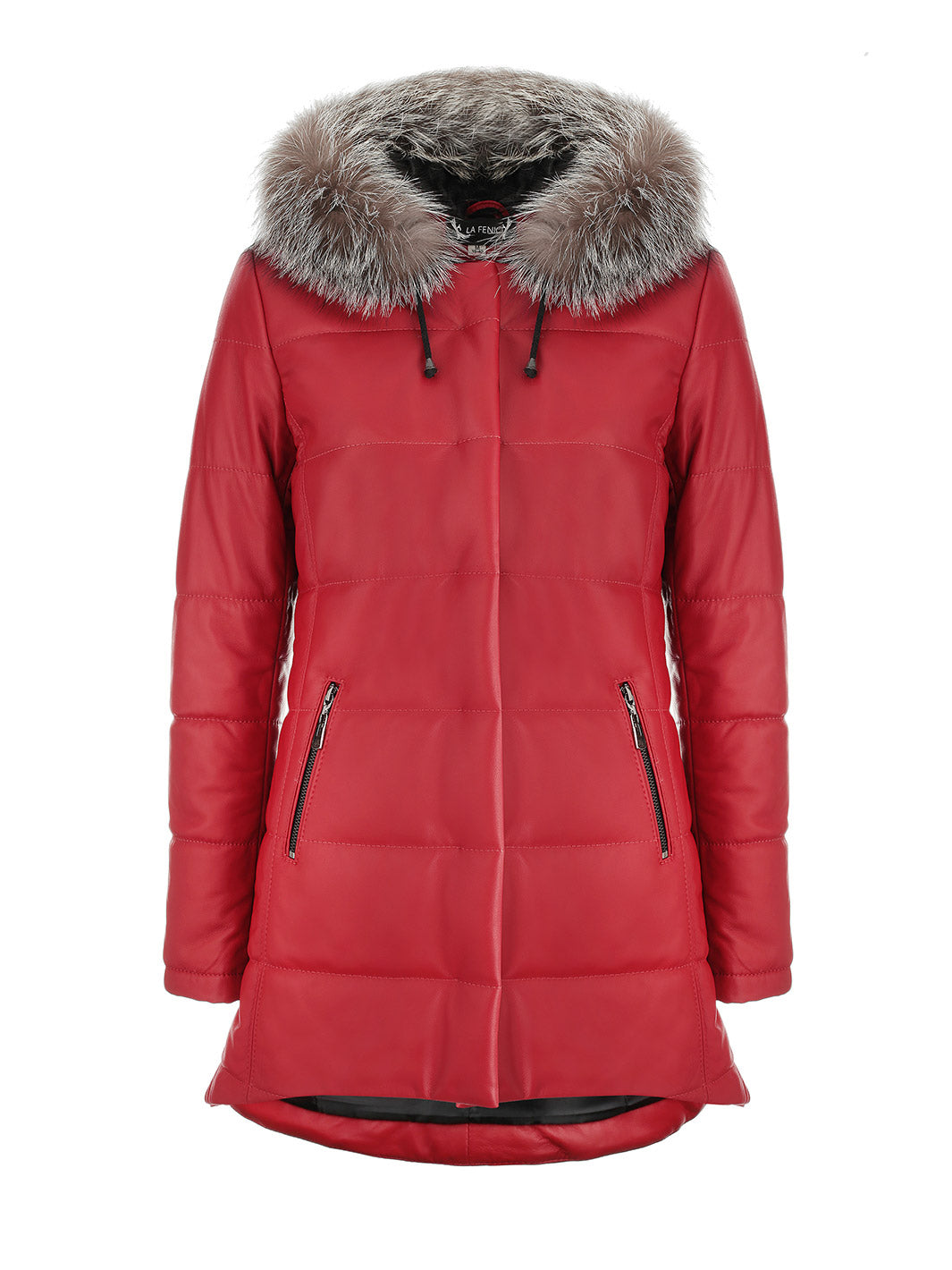 DORIS women's winter leather jacket with hood