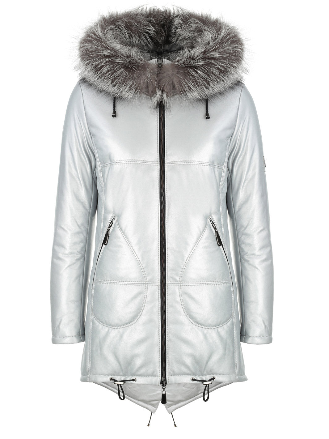 JASMIN Insulated Leather Parka Jacket - Hooded