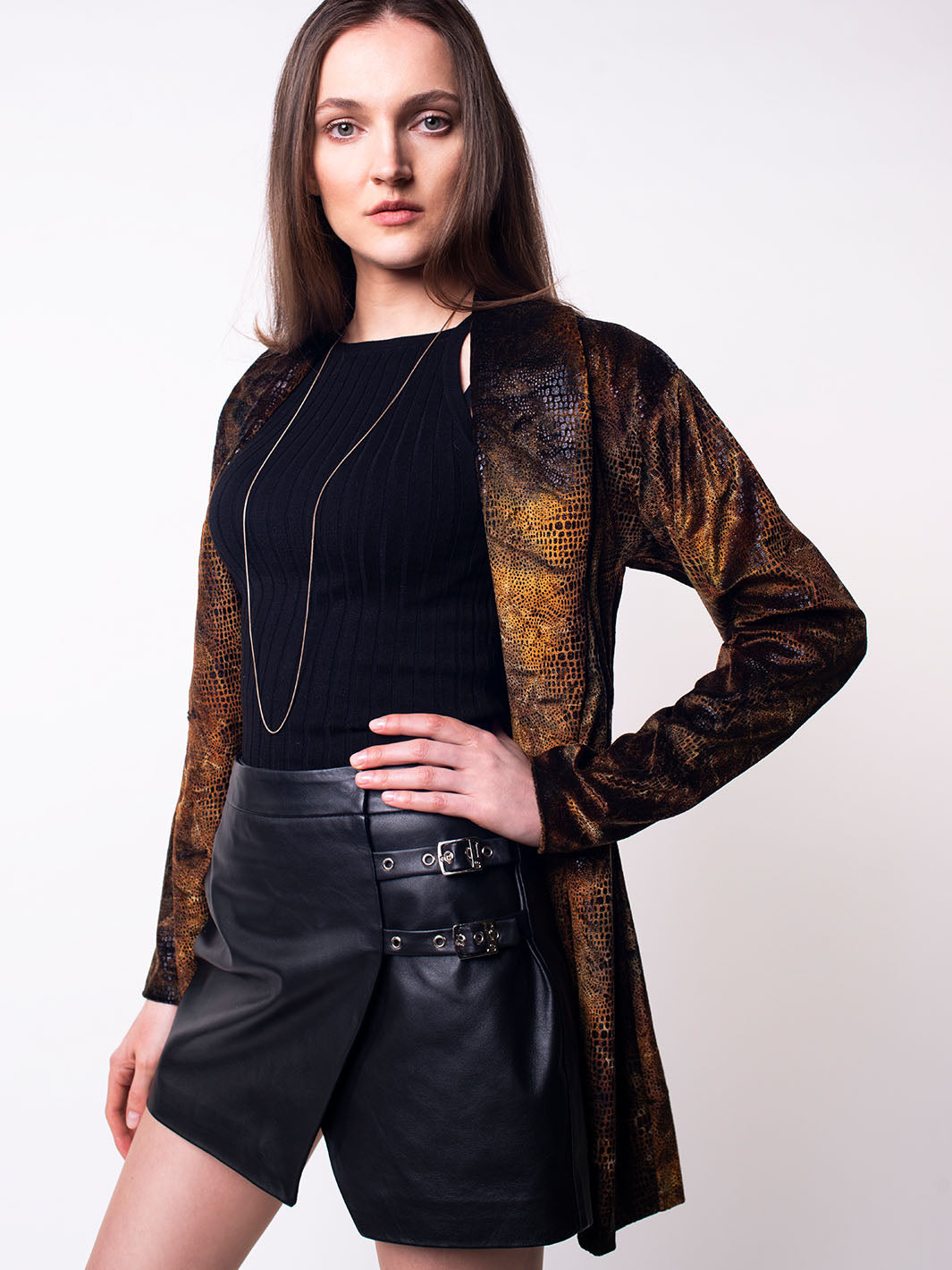 Macy's black leather skirt store